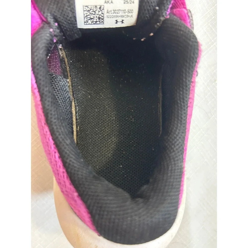 Under Armour Sneakers 9K Purple Black Hook and Loop Athletic Kids